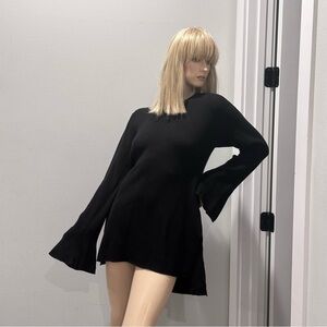 Vince Camuto Sweater Elegant Black Women's Soft Knitted Cotton Bell Sleeves XL